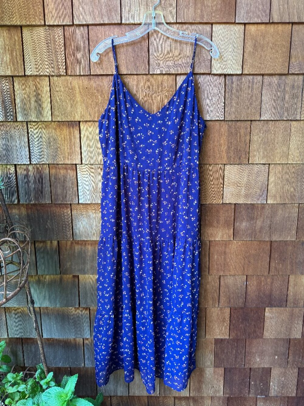 Halogen Blue Floral Chiffon Tiered Maxi Dress with Spaghetti Straps in Women's 1